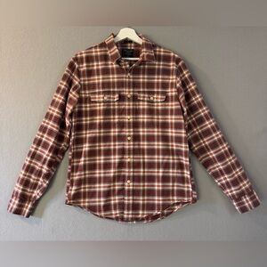 Abercrombie & Fitch Maroon and White Plaid Slim Fit, Cotton,Men’s Size‎ Large